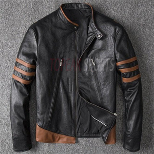 Veste en cuir de vachette noire TOPEAK SPORTS pour homme, col montant, coupe-vent, respirante, écologique, best-seller des vestes d'hiver - Product Image 3