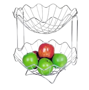 Cesta de Frutas Metálica Plateada con Soporte Pequeño, Cesta Decorativa Hecha a Mano para Almacenamiento de Verduras - Product Image 2