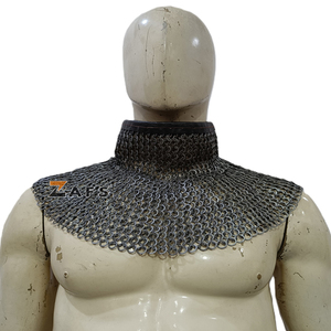 ปลอกคอเหล็กแบบโซ่ยุคกลาง เหล็กกล้าอ่อน 9 มม. แบบตอกหมุดพร้อมแหวนรอง ตกแต่งด้วยหนัง ปิดด้วยหัวเข็มขัด ชุดเกราะสำหรับนักรบจำลอง - Product Image 5