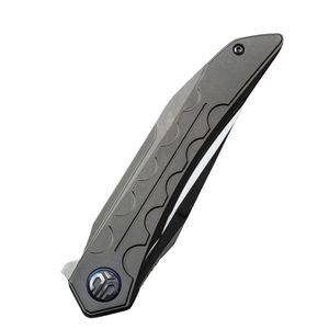 Couteaux pliants de luxe en acier Damas avec lame à motif ondulé artistique et manche métallique décoratif pour un usage quotidien en poche - Product Image 2