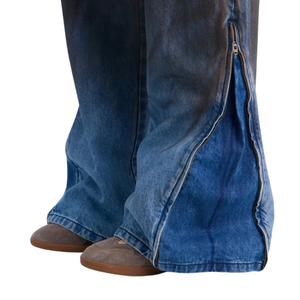 Jean ample taille haute en denim délavé 100 % coton respirant pour femme, coupe décontractée, longueur pleine, fermeture éclair latérale - Product Image 5