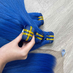 Cabello Virgen Vietnamita de Súper Calidad, Liso Natural, Color Azul, Tejido Doble a Máquina - Product Image 1