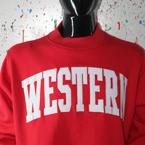 Sweat-shirt à col montant WESTERN RED 100% blanc avec broderie appliquée, col large, URBAN PRODUCTIONS - Product Image 5