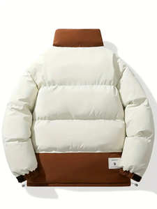 Men's <b>Reversible</b> Down Puffer Jacket Solid Color Stand Collar Zipper Closure Casual Winter <b>Coat</b> Thick Regular Fit - Product Image 1