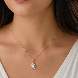 18K Yellow Gold Diamond Pendant with Chain | 0.46 Ct Natural Diamond Teardrop Necklace | Luxury Fine Jewelry Gift for Women - Product Image 2