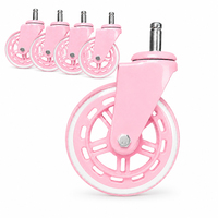 Roulettes pivotantes roses de 100 mm (4 pouces) avec roulement silencieux, réglables, capacité de charge de 50 kg, sans frein, design moderne pour mobilier de bureau