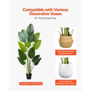 Árbol Artificial de Plumeria de 1.8 m de Altura, Plantas Tropicales Artificiales con 13 Troncos, Maceta Blanca, Flores Artificiales de Seda para Decoración de Interiores - Product Image 5