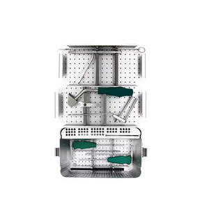 Juego completo de herramientas quirúrgicas para implantes ortopédicos con mango de silicona verde, taladros para huesos y bandeja de esterilización de aluminio - Product Image 2