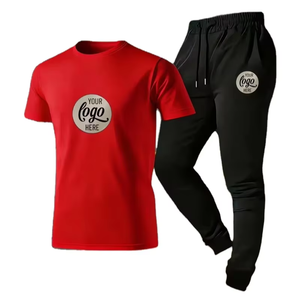 Men's Summer Casual 2pcs Sportswear Set Comfortable Breathable Knitted Fabric Stylish Simple Classic Crew Neck <b>T</b>-Shirt - Product Image 1