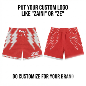 Premium 160 GSM 100% Cotton <b>Mesh</b> <b>Short</b> Red White Side Panel Mid Waist Drawstring Closure Eco-Friendly Sports Wear - Product Image 1