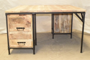 Industrial Square solid Mango Wood Conference Table with Metal Frame and storage <b>drawers</b> Executive <b>Office</b> Meeting Room Furniture - Product Image 5