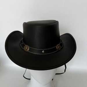 Chapeau de cowboy western unisexe en cuir avec bande à conchos, réglable pour adultes, pour le printemps, l'automne et les activités de plein air - Product Image 3