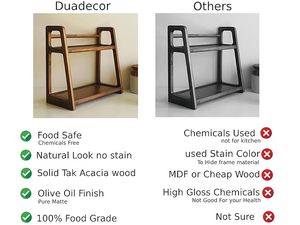 Wooden Foldable Tiered Storage <b>Rack</b> 2-Tier Waterproof Modern Design with Baking Paint Finish for <b>Kitchen</b> Spice Organization - Product Image 3