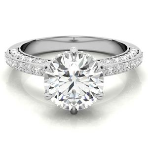 Anillo de Compromiso Solitario de Lujo Certificado de Moissanita en Plata de Ley 925 con Baño de Oro de 14k, Regalo de Boda o Promesa para Ella - Product Image 1