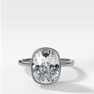 14K 18K <b>Solid</b> Gold 4 Carat Cushion Cut Lab Grown Diamond Engagement Ring Bezel Set 1.5mm Thin Plain Band IGI Certified Wholesale - Product Image 5