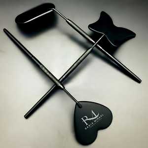 Miroir pour extensions de cils avec poignée diamantée, 3 formes différentes / couleur noire avec revêtement en poudre et impression de logo personnalisé - Product Image 5