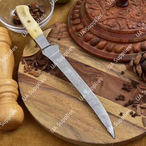 Couteau professionnel sur mesure en acier Damas à motif torsadé, ultra-affûté, léger, avec manche en os de chameau, personnalisable OEM, faibles MOQ, OBM - Product Image 3