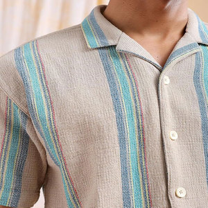 เสื้อเชิ้ตผ้าฝ้าย100% สำหรับผู้ชายเสื้อเชิ้ตทางการแขนสั้นมีสไตล์ - Product Image 1