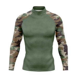 T-shirt de compression à manches longues pour homme, col montant, motif camouflage personnalisé, sous-vêtement de sport athlétique pour la gym, la course et l'entraînement - Product Image 2