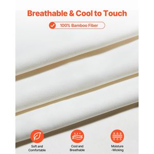 <b>Queen</b> <b>Size</b> 4-Piece Luxury Bed <b>Sheet</b> Set 100% Bamboo Fiber Cooling & Breathable Shrink Resistant Includes Pillowcase - Product Image 3