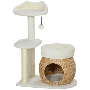 Cream White 31\" <b>Cat</b> Tree Tower with <b>Scratching</b> <b>Posts</b> Condo Beds Platform Toy Ball <b>for</b> Indoor <b>Cats</b> - Product Image 1