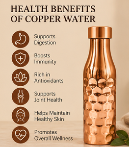 Premium Eco-Friendly Hammered Copper Water Bottle 900ml Leak Proof Pebble Texture with Screw Cap Brown Kraft <b>Gift</b> <b>Box</b> - Product Image 6