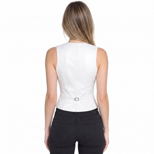 Women's Leather Vest Nightclub Party Wear Sleeveless V Neck <b>Waistcoat</b> Single Breasted Smart Casual Top Biker Riding <b>Waistcoat</b> - Product Image 4