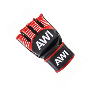 Gants de MMA en cuir à demi-doigts avec fermeture Velcro, unisexes, pour arts martiaux, noir et rouge - Product Image 4
