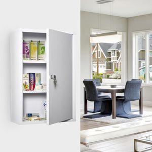 Armadietto Portamedicinali in Acciaio Bianco 24x16 a 3 Ripiani, Montabile a Parete con Serratura per Arredo Bagno - Product Image 3