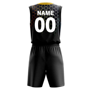 ชุดยูนิฟอร์มบาสเก็ตบอลผู้ชายสั่งทำขายส่ง ผ้าโพลีเอสเตอร์ 100% พิมพ์ลายแบบระเหิด แห้งเร็ว ระบายอากาศได้ดี แบบไม่มีแขน - Product Image 1