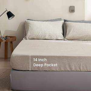 Parure de lit Terraloom en lin moderne lavé 4 pièces pour très grand lit avec housse de couette anti-plis à imprimé numérique, personnalisable pour mariage et usage domestique - Product Image 3