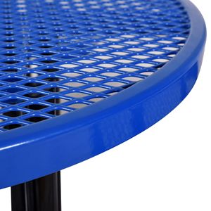 Tavolo da Picnic Rotondo in Acciaio da 46 Pollici con Palo per Ombrellone Blu per Intrattenimento all'Aperto - Product Image 2