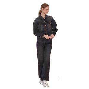 Willshela Femme Chic Vintage Denim Bleu Simple Boutonnage Veste Imprimé Respirant Manches Longues avec Poches Revers Cou Tenues - Product Image 5