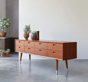 Aparador Largo de Madera Maciza Estilo Moderno de Mediados de Siglo, con Múltiples Cajones, Minimalista, para Comedor, Hotel, Sala de Estar - Product Image 1