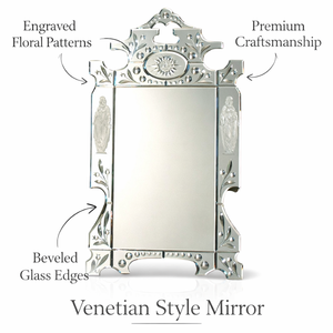 Espejo de Pared Veneciano Vintage Grande |   Espejo Decorativo Antiguo de Lujo | Espejo Decorativo Estilo Barroco para Sala de Estar o Dormitorio - Product Image 3