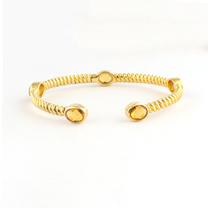 Best seller women jewelry oval cut citrine quartz gold plated cuff <b>bracelet</b> brass 18k gold plated unisex wear jewelry <b>bracelets</b> - Product Image 6