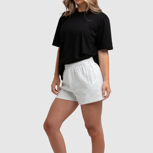 Shorts pour femmes, confortables, décontractés, avec cordon de serrage, taille moyenne, coupe régulière, écologiques, 220g, shorts chauds en molleton - Product Image 3
