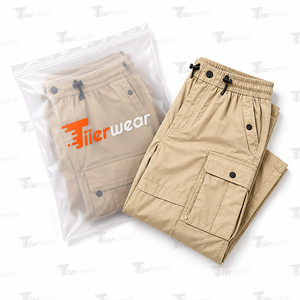 Pantalones cargo beige para mujer, cintura media, con cordón elástico, corte holgado, pantalones utilitarios de largo completo, pantalones cargo para mujer en venta - Product Image 6