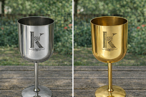 Copa de Vino Tinto de Acero Inoxidable, Estilo Clásico, 12 Onzas, Apta para Alimentos, Acabado de Acero Pulido para Fiestas - Product Image 2