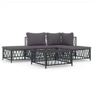 Ensemble de salon de patio 5 pièces en acier anthracite avec coussins pour les loisirs de jardin - Product Image 2