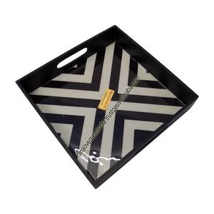 ถาดไม้สำหรับเสิร์ฟอาหารถาดเสิร์ฟอาหารทรงสี่เหลี่ยมมีหูจับพิมพ์ลาย MDF โลโก้ตามสั่งแบบหรูหราเป็นมิตรต่อสิ่งแวดล้อม - Product Image 6