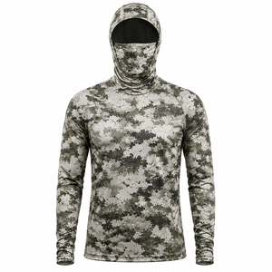 Sweat à capuche de pêche camouflage à manches longues pour homme, personnalisable, protection anti-UV, impression par sublimation, 100 % polyester UPF 50, 140g, séchage rapide - Product Image 1
