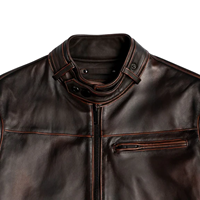 Veste en cuir Roadster personnalisée pour homme, noir café, style vintage, veste de motard