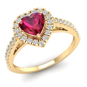 REYES Wholesale Price 14K Solid Gold Diamond Engagement Halo <b>Ring</b> For Women Heart Cut 0.75 Carat Ruby Gemstone <b>Ring</b> - Product Image 6