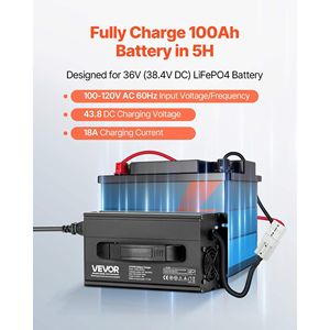 Caricabatterie Smart LiFePO4 36V 18A AC-DC 43.8V con Connettore Anderson, Indicatore LED, Attivazione a 0V, Caricabatterie Smart al Litio - Product Image 2