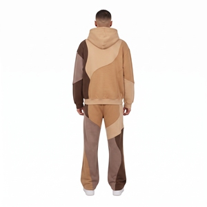 Mens Color Block Patchwork Tracksuit <b>Set</b> Hoodie <b>Jogger</b> Pants Custom Streetwear Sportswear <b>Matching</b> Outfit Urbanwear - Product Image 2