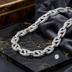 VVS Moissanite Diamond S925 <b>Iced</b> <b>Out</b> Necklace Link <b>Chain</b> Jewelry Necklace For Men Available for sale - Product Image 2