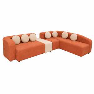 Nouveau canapé d'angle moderne en forme de L avec coussins, canapé sectionnel incurvé contemporain, couleur personnalisable, rembourrage en mousse pour salon - Product Image 2
