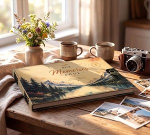 Handmade Leather <b>Memory</b> Travel Wedding Mountain <b>Book</b> Custom Couple Adventure Scrapbook Album Anniversary Gift Photo Keepsake - Product Image 5