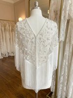 Cape de mariée exquise brodée de perles avec franges, boléro, écharpe d'épaule, style vintage, 100% polyester, écologique, respirante, pour mariage